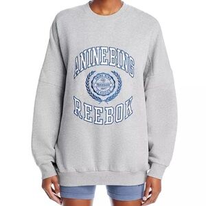 ANINE BING X REEBOK OVERSIZED CREW (NWT) Size Medium in Grey Heather.
